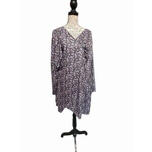 Nwt Reborn Printed Floral Long Sleeve Mini Dress Size 1x Whimsical Fairy Boho